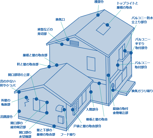 雨漏りの原因となる箇所